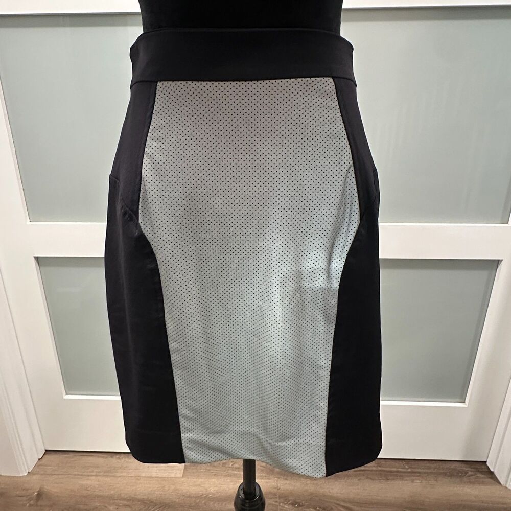 Milly New York Black Grey Perforated Panel Colorblock Pencil Skirt Size 6